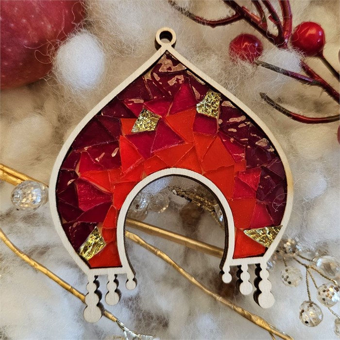 Кокошник красный 9 см. Набор мозаики из витражного стекла М6-кокошникКр