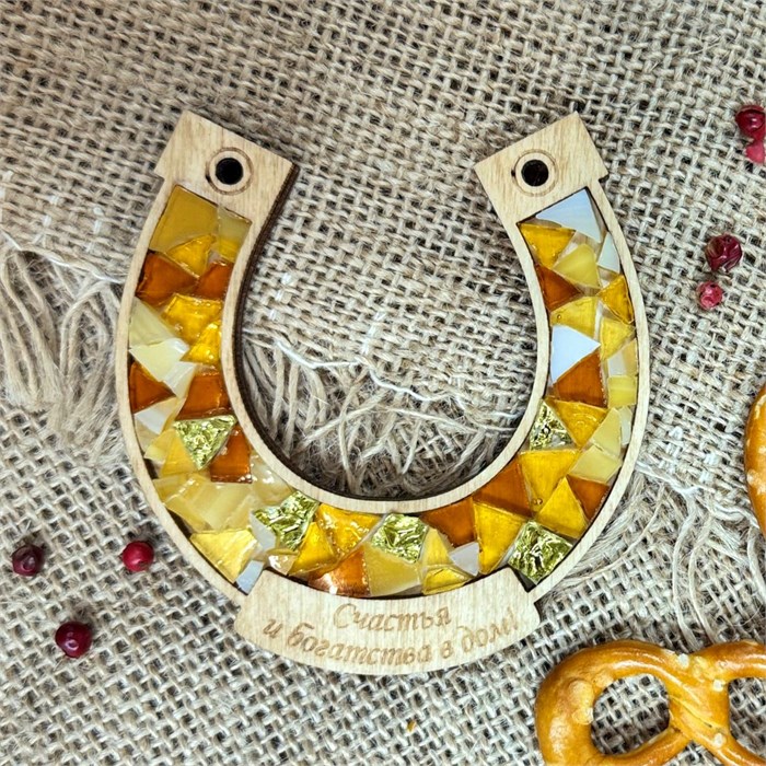 Подкова 8 см. Набор мозаики из витражного стекла М6-подкова